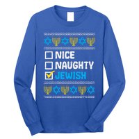 Nice Naughty Jewish Ugly Hanukkah Sweater Chanukah Jew Gift Long Sleeve Shirt