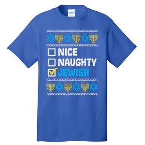 Nice Naughty Jewish Ugly Hanukkah Sweater Chanukah Jew Gift Tall T-Shirt