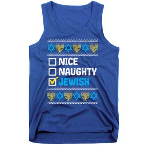 Nice Naughty Jewish Ugly Hanukkah Sweater Chanukah Jew Gift Tank Top