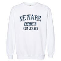 Newark New Jersey Nj Vintage Sports Design Garment-Dyed Sweatshirt