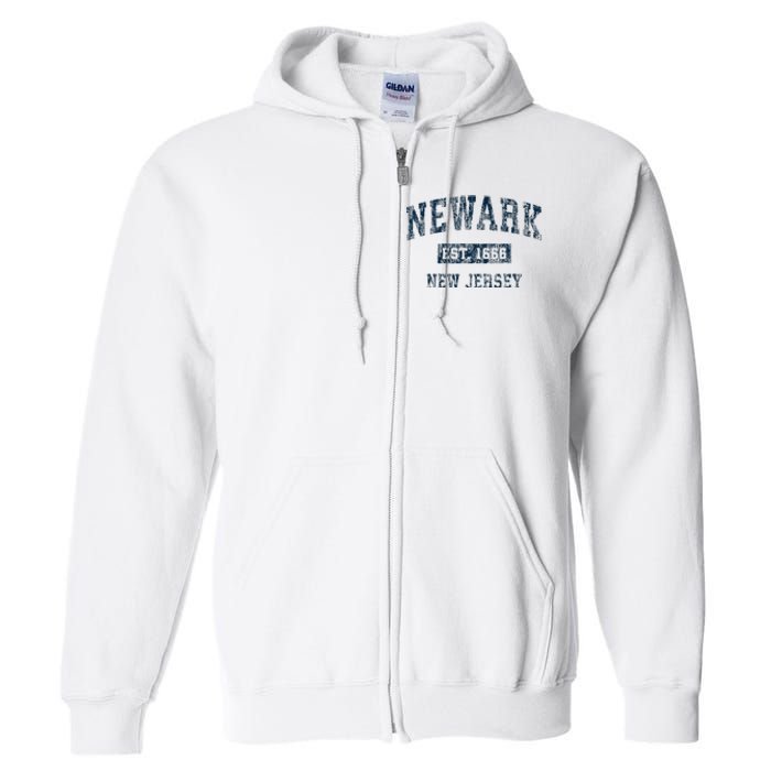 Newark New Jersey Nj Vintage Sports Design Full Zip Hoodie