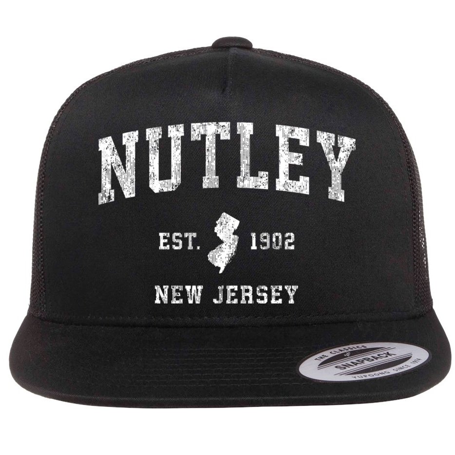 Nutley New Jersey Nj Vintage Athletic Sports Flat Bill Trucker Hat