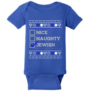 Nice Naughty Jewish Christmas Hanukkah Santa Claus List Gift Baby Bodysuit