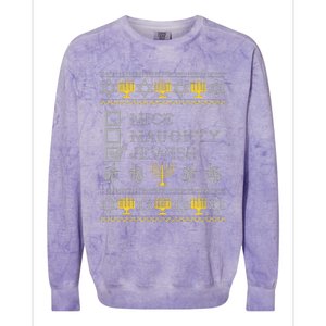 Nice Naughty Jewish Menorah Happy Hanukka Chanukah Holidays  Colorblast Crewneck Sweatshirt