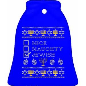 Nice Naughty Jewish Menorah Happy Hanukka Chanukah Holidays  Ceramic Bell Ornament