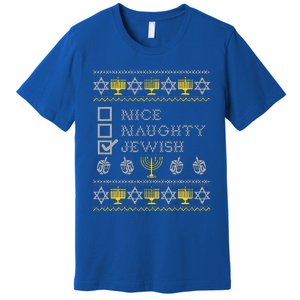 Nice Naughty Jewish Menorah Happy Hanukka Chanukah Holidays  Premium T-Shirt