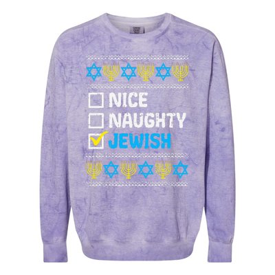 Nice Naughty Jewish Ugly Hanukkah Sweater Chanukah Jew Gift  Colorblast Crewneck Sweatshirt