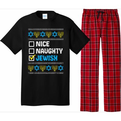 Nice Naughty Jewish Ugly Hanukkah Sweater Chanukah Jew Gift  Pajama Set