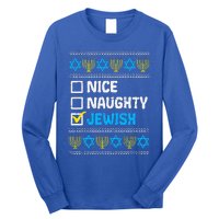 Nice Naughty Jewish Ugly Hanukkah Sweater Chanukah Jew Gift  Long Sleeve Shirt