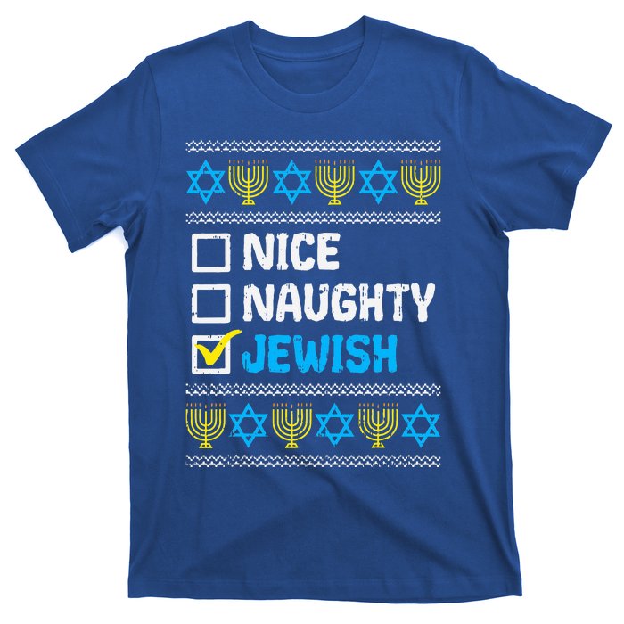 Nice Naughty Jewish Ugly Hanukkah Sweater Chanukah Jew Gift  T-Shirt