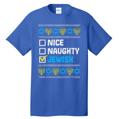 Nice Naughty Jewish Ugly Hanukkah Sweater Chanukah Jew Gift  Tall T-Shirt