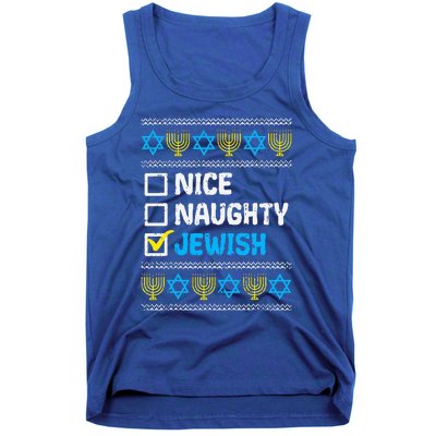 Nice Naughty Jewish Ugly Hanukkah Sweater Chanukah Jew Gift  Tank Top