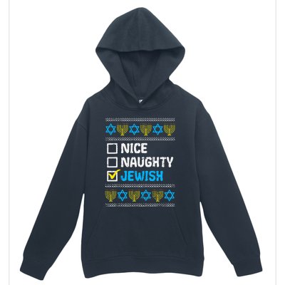 Nice Naughty Jewish Ugly Hanukkah Sweater Chanukah Jew Gift  Urban Pullover Hoodie