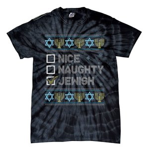 Nice Naughty Jewish Ugly Hanukkah Sweater Chanukah Jew Tie-Dye T-Shirt