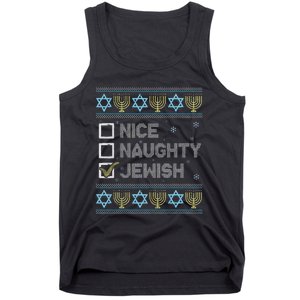 Nice Naughty Jewish Ugly Hanukkah Sweater Chanukah Jew Tank Top