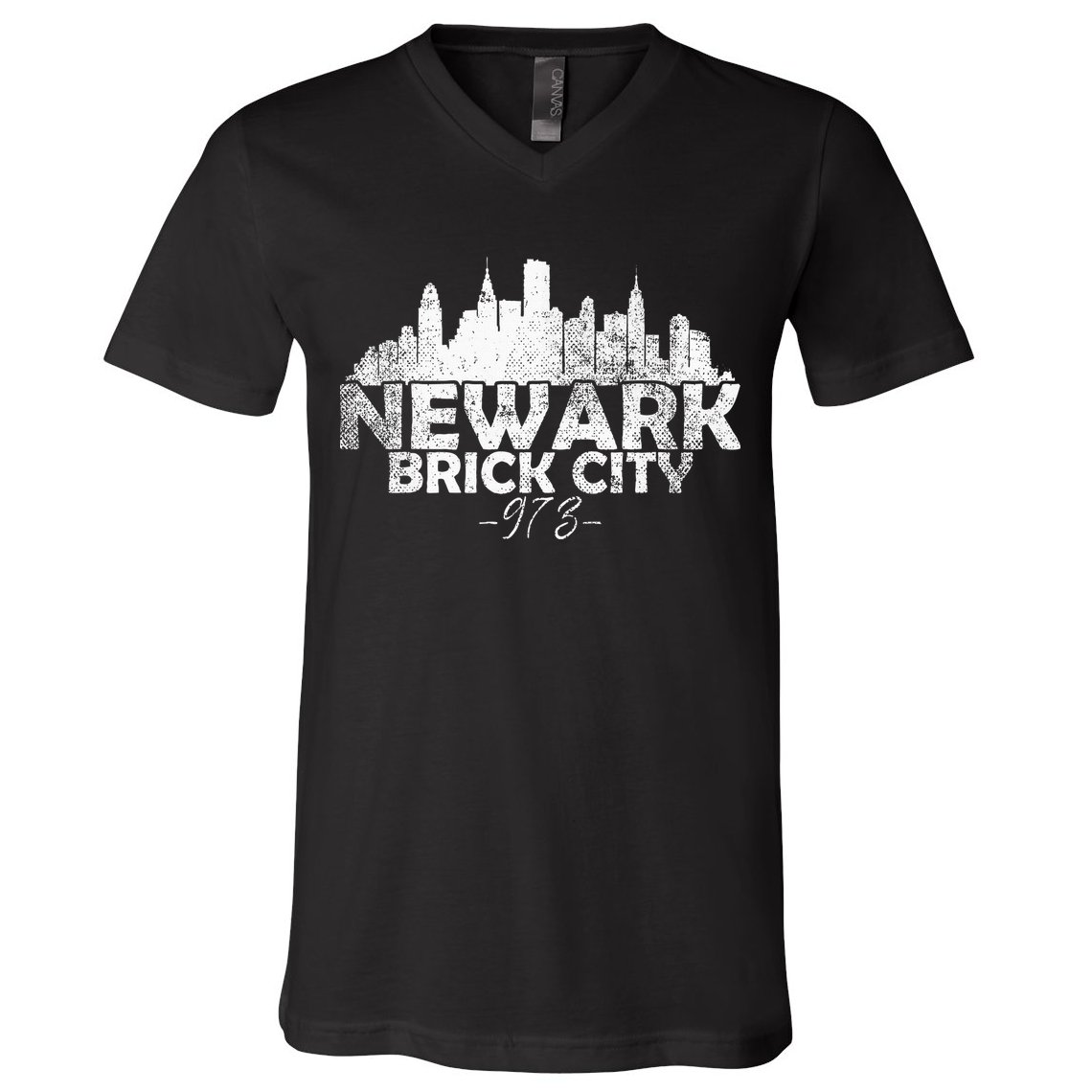 Newark New Jersey Nj Brick City Skyline V-Neck T-Shirt