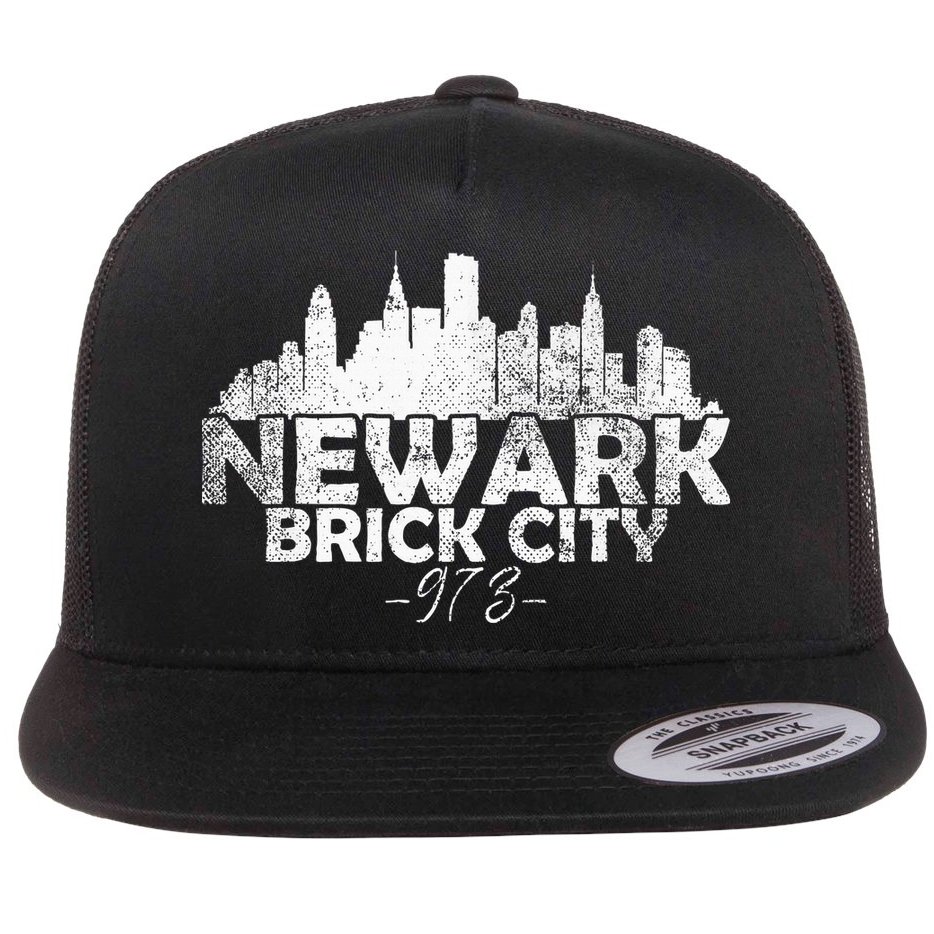 Newark New Jersey Nj Brick City Skyline Flat Bill Trucker Hat