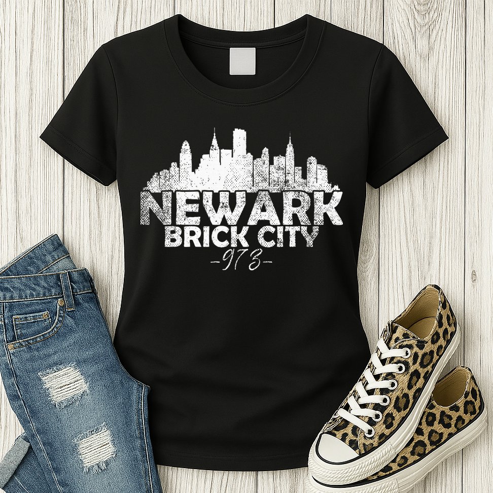 Newark New Jersey Nj Brick City Skyline Womens T-Shirt