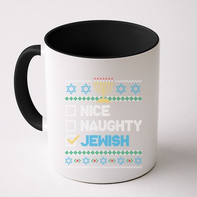 Nice Naughty Jewish Ugly Christmas Sweater Funny Hanukkah Gift Mug