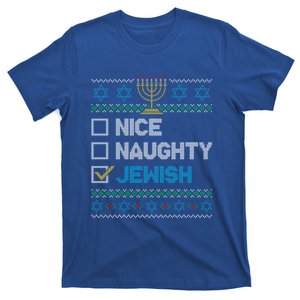 Nice Naughty Jewish Ugly Christmas Sweater Funny Hanukkah Gift T-Shirt