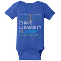 Nice Naughty Jewish Ugly Christmas Sweater Funny Hanukkah Gift Baby Bodysuit