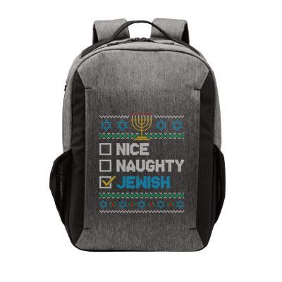 Nice Naughty Jewish Ugly Christmas Sweater Funny Hanukkah Gift Vector Backpack