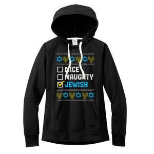 Nice Naughty Jewish Ugly Hanukkah Sweater Chanukah Jew Women's Fleece Hoodie