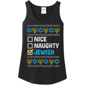 Nice Naughty Jewish Ugly Hanukkah Sweater Chanukah Jew Ladies Essential Tank