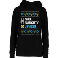 Nice Naughty Jewish Ugly Hanukkah Sweater Chanukah Jew Womens Funnel Neck Pullover Hood