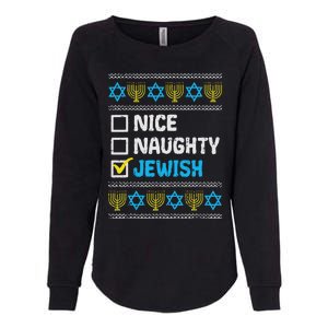 Nice Naughty Jewish Ugly Hanukkah Sweater Chanukah Jew Womens California Wash Sweatshirt