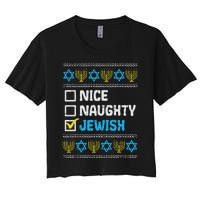 Nice Naughty Jewish Ugly Hanukkah Sweater Chanukah Jew Women's Crop Top Tee