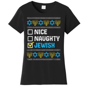 Nice Naughty Jewish Ugly Hanukkah Sweater Chanukah Jew Women's T-Shirt