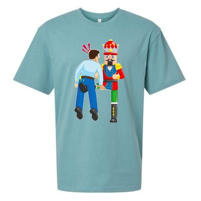 Naughty Nutcracker Kicks & Cracks ManS Nuts Sueded Cloud Jersey T-Shirt