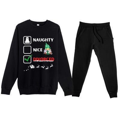 Naughty Nice List Funny Christmas Santa Gnome Premium Crewneck Sweatsuit Set