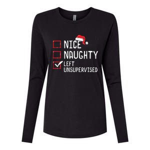 Nice Naughty Left Unsupervised Christmas List Womens Cotton Relaxed Long Sleeve T-Shirt