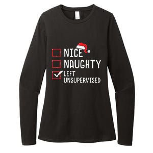 Nice Naughty Left Unsupervised Christmas List Womens CVC Long Sleeve Shirt