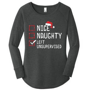 Nice Naughty Left Unsupervised Christmas List Women's Perfect Tri Tunic Long Sleeve Shirt