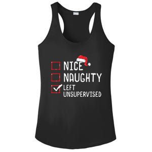 Nice Naughty Left Unsupervised Christmas List Ladies PosiCharge Competitor Racerback Tank