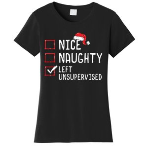 Nice Naughty Left Unsupervised Christmas List Women's T-Shirt