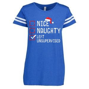 Nice Naughty Left Unsupervised Christmas List Enza Ladies Jersey Football T-Shirt