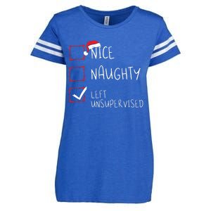 Nice Naughty Left Unsupervised Christmas List Santa Claus Enza Ladies Jersey Football T-Shirt