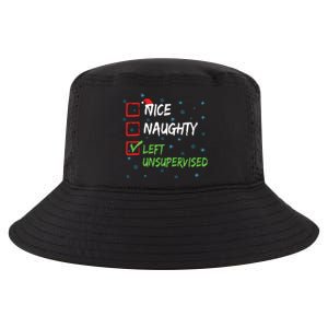 Nice Naughty Left Unsupervised Christmas List Cool Comfort Performance Bucket Hat