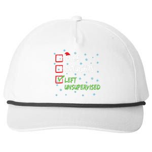 Nice Naughty Left Unsupervised Christmas List Snapback Five-Panel Rope Hat