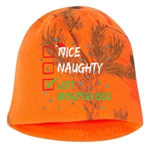 Nice Naughty Left Unsupervised Christmas List Kati - Camo Knit Beanie