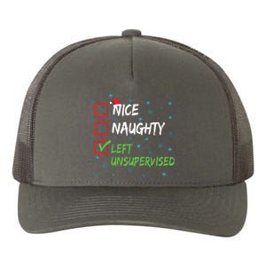 Nice Naughty Left Unsupervised Christmas List Yupoong Adult 5-Panel Trucker Hat