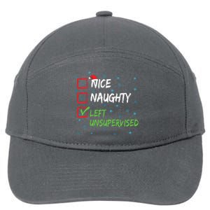 Nice Naughty Left Unsupervised Christmas List 7-Panel Snapback Hat