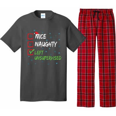 Nice Naughty Left Unsupervised Christmas List Pajama Set