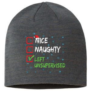 Nice Naughty Left Unsupervised Christmas List Sustainable Beanie