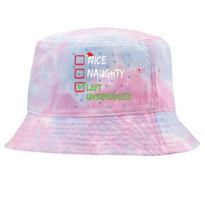 Nice Naughty Left Unsupervised Christmas List Tie-Dyed Bucket Hat