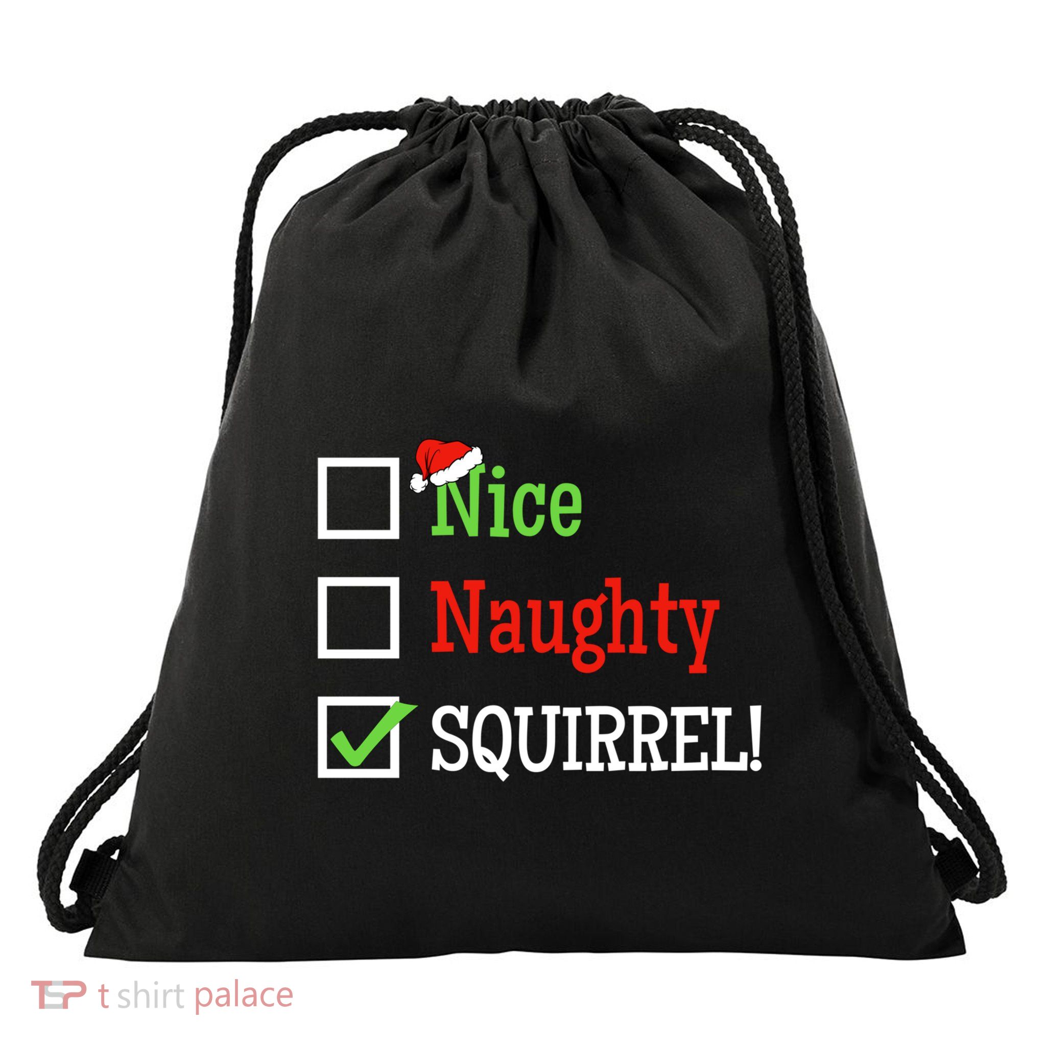 Naughty Nice List Ugly Christmas Funny Adhd Squirrel Cute Gift Drawstring Bag
